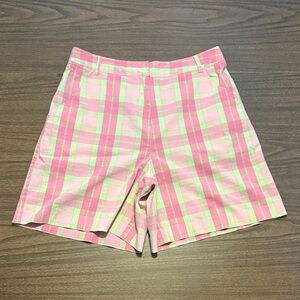 Lilly Pulitzer VINTAGE SZ 10 Pink Green Plaid Bermuda Picnic Shorts